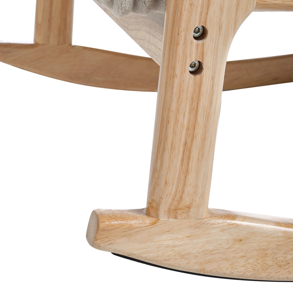 Sedia a dondolo in velluto a coste Rivestimento in stile vintage Struttura in legno Bianco
