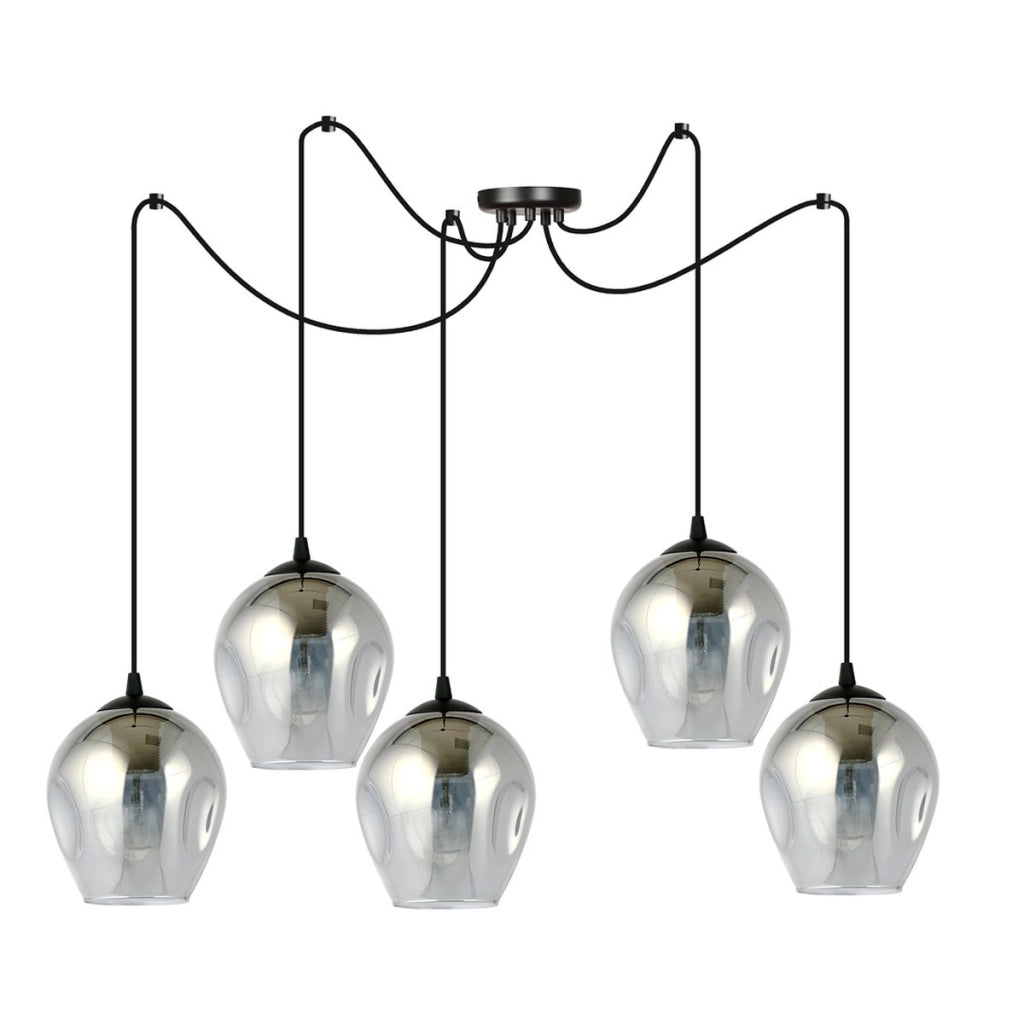 Lampada a sospensione LEVEL in acciaio nero e vetro grafite