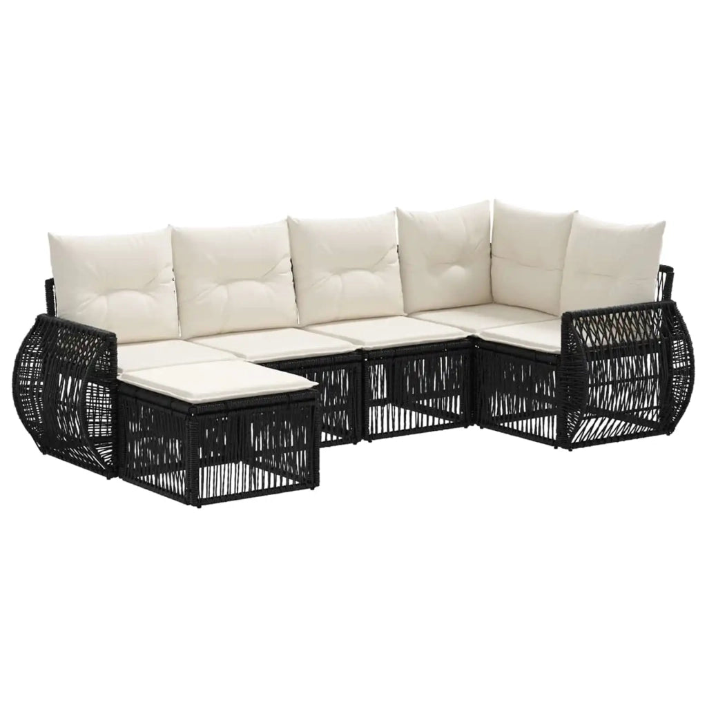 Set Divano da Giardino 6 pcs Nero e Bianco Crema polyrattan 3435484