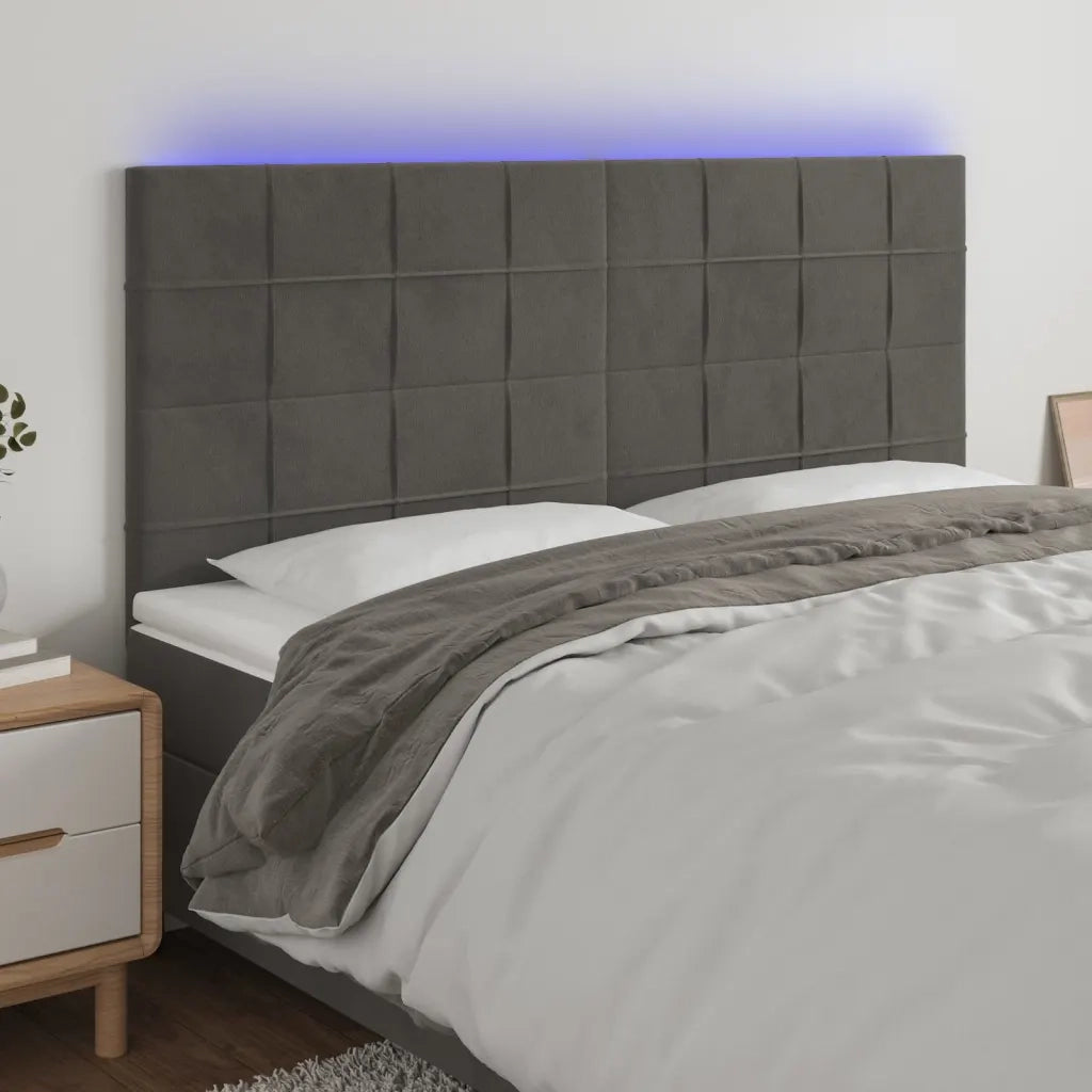 Testiera | Testata a LED GrigioScuro 180x5x118/128cm in Velluto