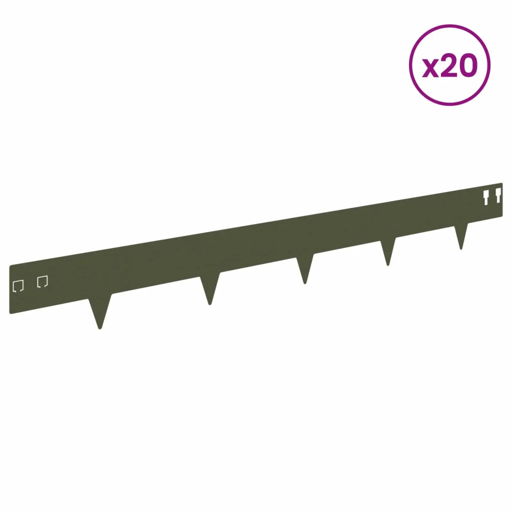 Bordura per Prato 20 pcs 100 x 12 cm Acciaio Verde Oliva 8008531