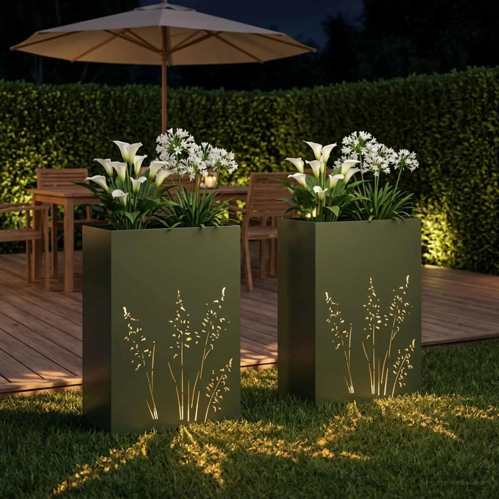 Vaso da giardino 2 pz Verde Oliva 50 x 30 x 75 cm 8005785