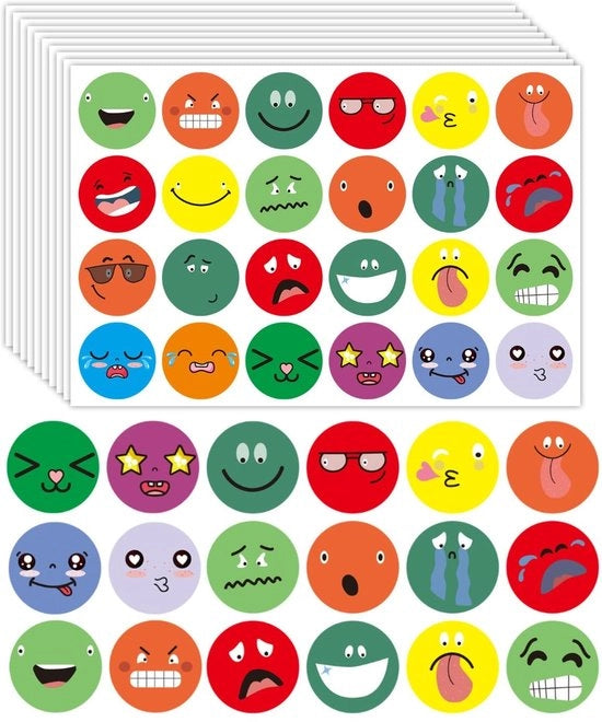 Stickers di emozioni per bambini - 1200 pezzi - Varie colorazioni - Stickers di premiazione per bambini - Adatti per un album di appunti