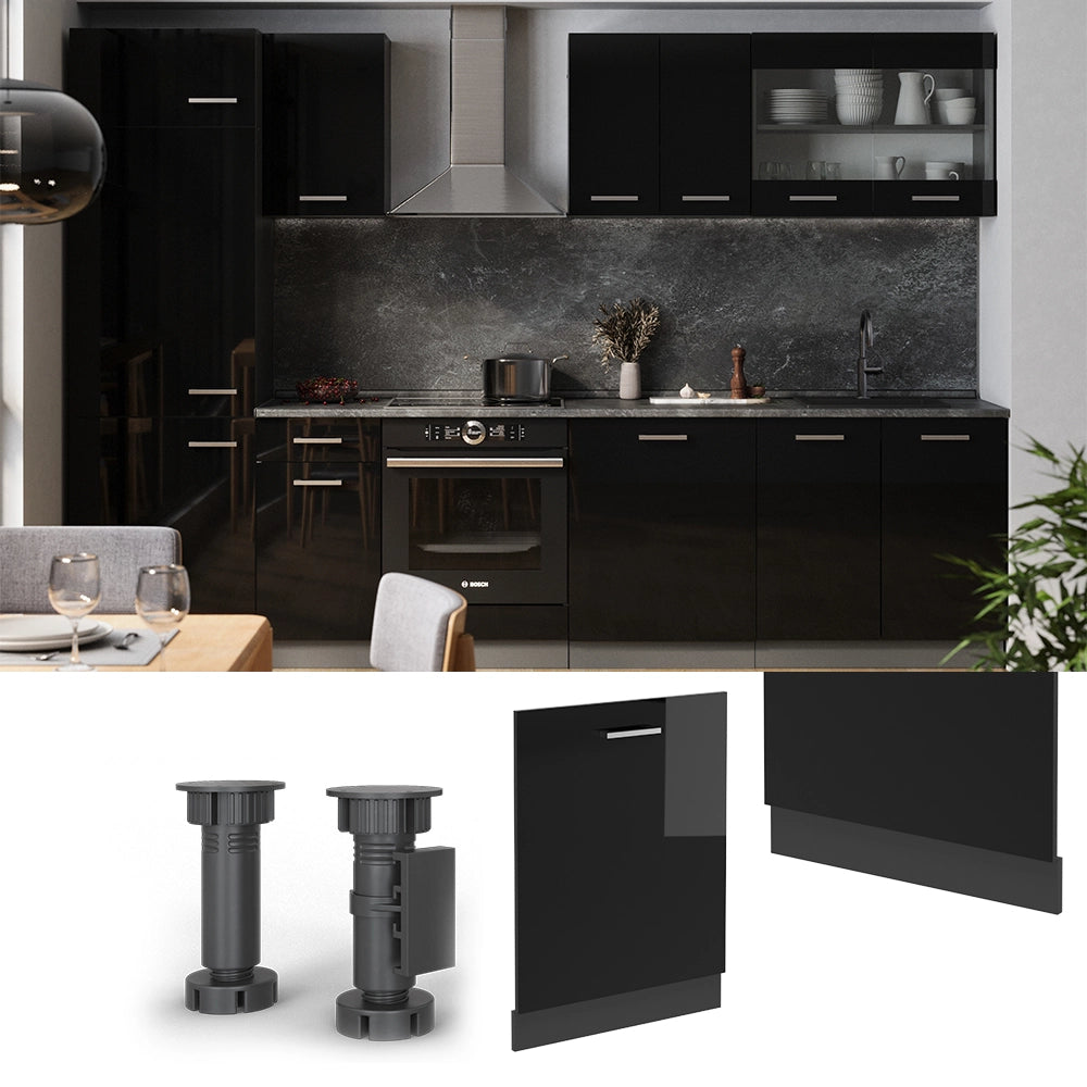 Vicco Pannello frontale della lavastoviglie Nero lucido 60 cm , PL Marmo