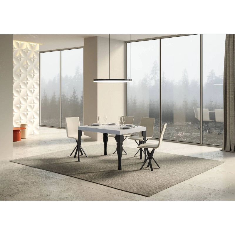 Tavolo allungabile 120/380x90 cm Paxon Premium telaio Antracite - Bianco Frassino
