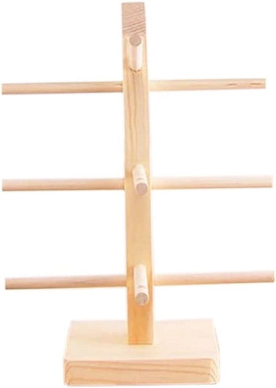 Scaffale per occhiali in legno con 3 paia di occhiali - Organizzatore per occhiali e occhiali da sole