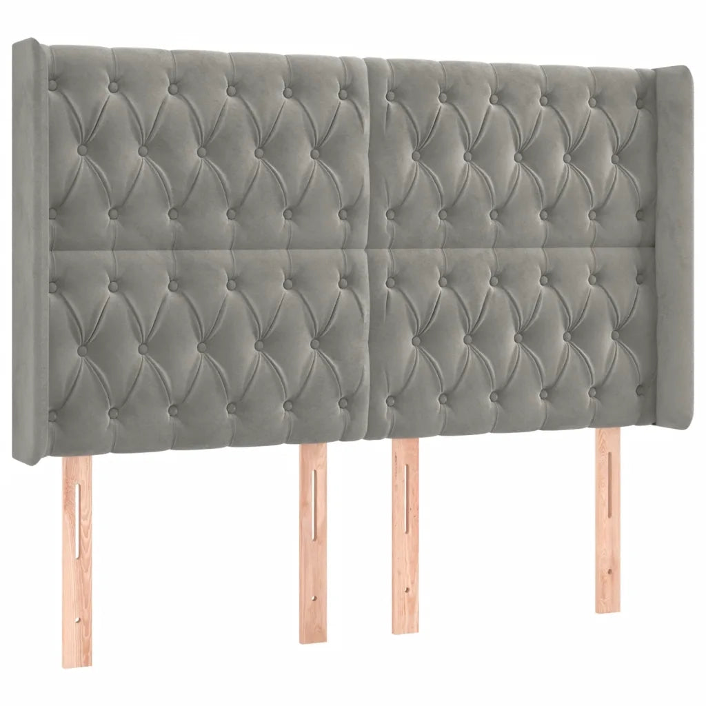 Testiera a LED Grigio Chiaro 163x16x118/128 cm in Velluto 3124438