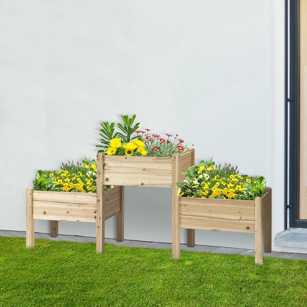 Fioriera da Giardino a 2 Livelli ¨C Zephmum ¨C Legno di Pino 184x45x80 cm