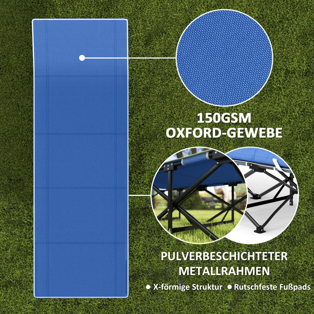 Letto da campeggio pieghevole con materasso ¨C zephmum ¨C blu scuro 185x68x37 cm