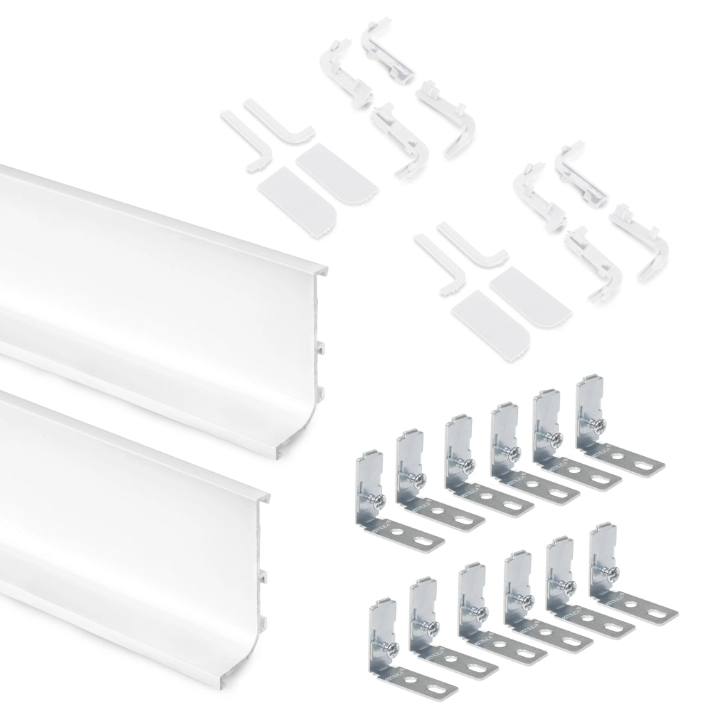 Emuca Kit profilo Gola superiore per mobili da cucina, Verniciato bianco, Alluminio, 1 u.