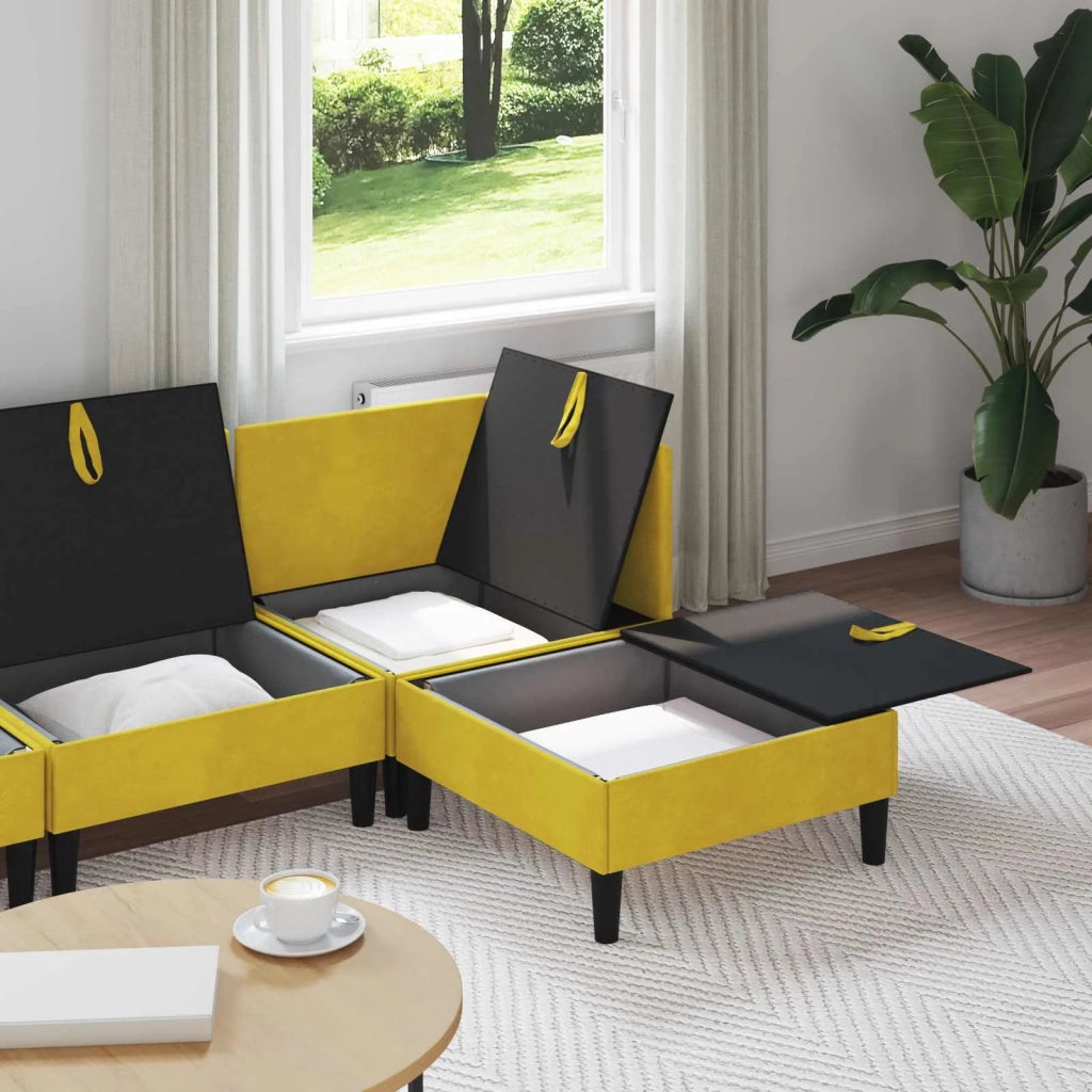 Set di mobili per il soggiorno con cuscino 4 pcs Giallo Velluto