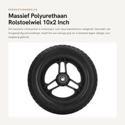 Ruota per Sedia a Rotelle 10x2 Pollici - Poliuretano Massiccio - Antiscivolo - Duraturo - Resistente all'Esplosione - Resistente ai Colpi - Cinghia per Sedia a Rotelle