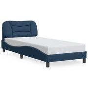 Letto singolo | Letto per adulti | Giroletto con LED senza Materasso Hvar Blu 90x200 cm in Tessuto