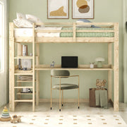 Letto a soppalco 140x200 cm con scrivania e 4 ripiani