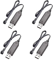 Caricabatterie USB 5V - Batterie ricaricabili 3,7V - Drones RC/Quadricotteri - Compatta - 4 pezzi - 60cm cavo - Caricatore batteria
