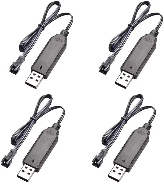 Caricabatterie USB 5V - Batterie ricaricabili 3,7V - Drones RC/Quadricotteri - Compatta - 4 pezzi - 60cm cavo - Caricatore batteria