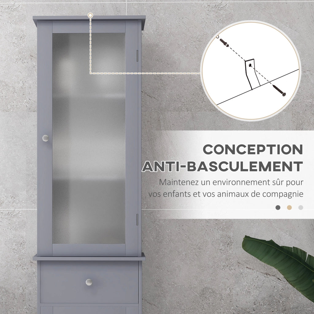 Mobile Bagno Sospeso con Anta Acrilica ¨C zephmum ¨C Grigio 60x30x