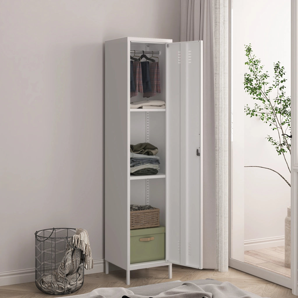 Armadio da Ufficio Seinäjoki in Acciaio 180 x 38 x 38 cm - Bianco [en.casa]
