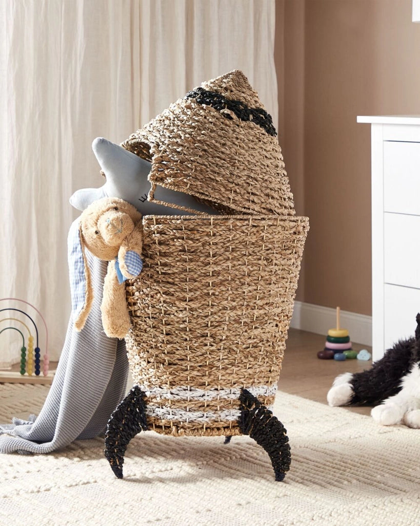 Cestino in vimini Razzo Cesto di giocattoli intrecciato in seagrass naturale Accessorio per la camera dei bambini