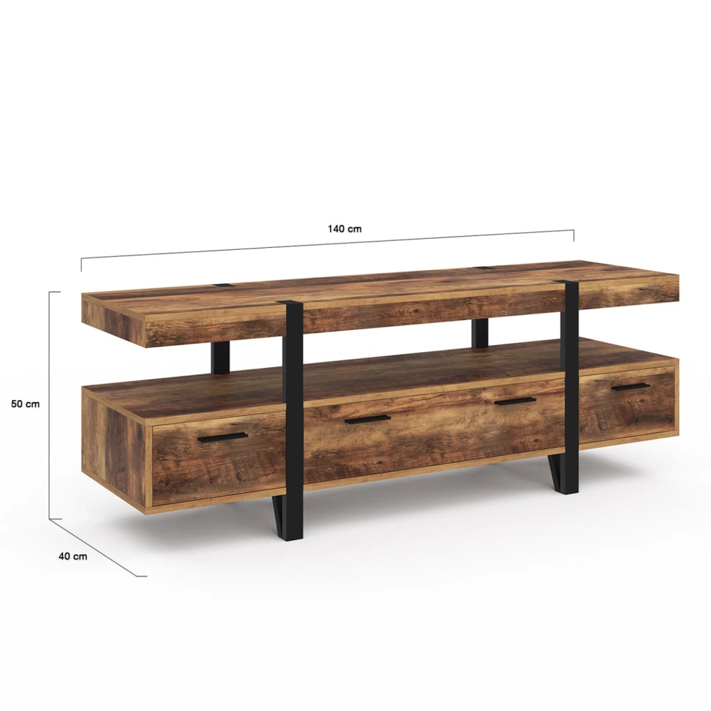 IDMarket - AUSTRIA Soporte de TV con cajones de madera, patas de pino 140 cm