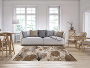 Tappeto Arredo Moderno Morbido in Ciniglia Ingresso Antiscivolo Prodotto Italiano  Soggiorno Camera Salotto Disegni Piazzati Cotone Varie Misure Grande Ginko/Fango - 65x115 cm