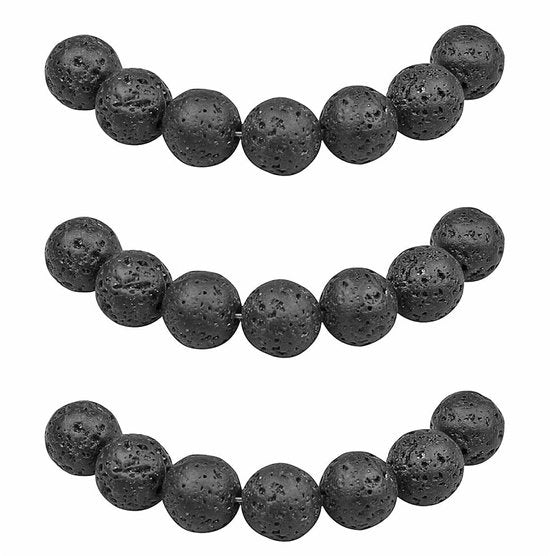 Kralen per 8mm 45 pezzi pietre vulcaniche nere lava semi-preziose con foro per catena o bracciale