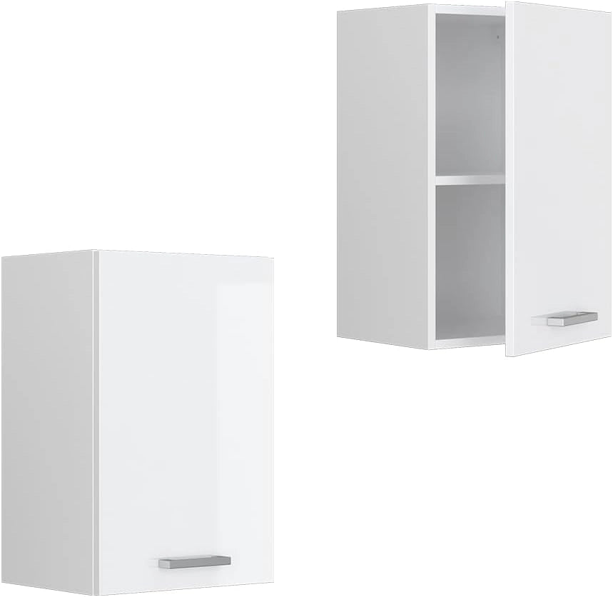 Pensile da cucina R-Line, Bianco lucido, 40 cm, per la libera combinazione all'interno di sistemi cucina modulari