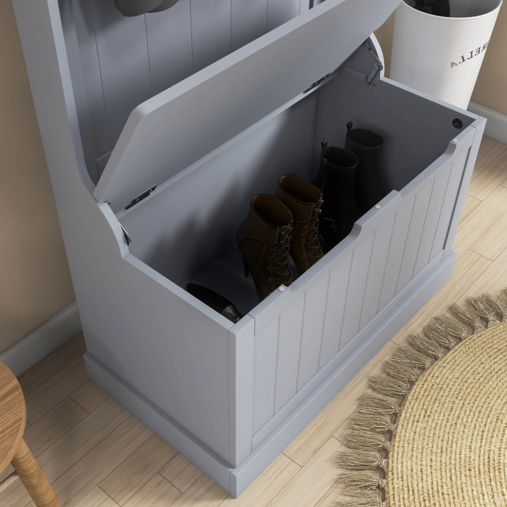 Armadio Appendiabiti con Panca e Cassetti ¨C Zephmum ¨C Grigio 71.5x39.5x170 cm