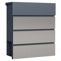 Toboli Cassetta postale con porta giornale, antracite e acciaio inox V64 montaggio a parete