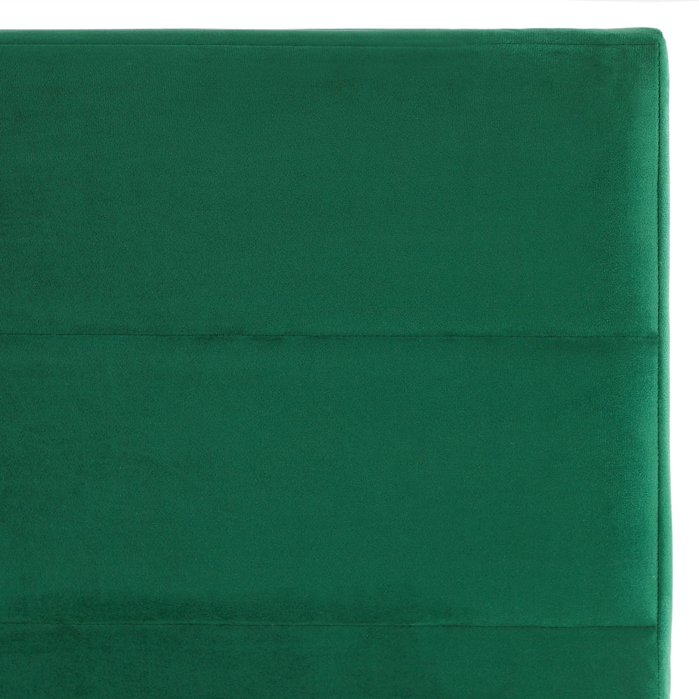 Letto Imbottito Velluto Verde Matrimoniale 140 x 200 cm Testiera Verde Gamba Argento Glam