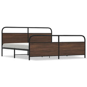 Letto matrimoniale | Letto per adulti | Giroletto senza Materaso in Metallo Rovere Marrone 183x213 cm