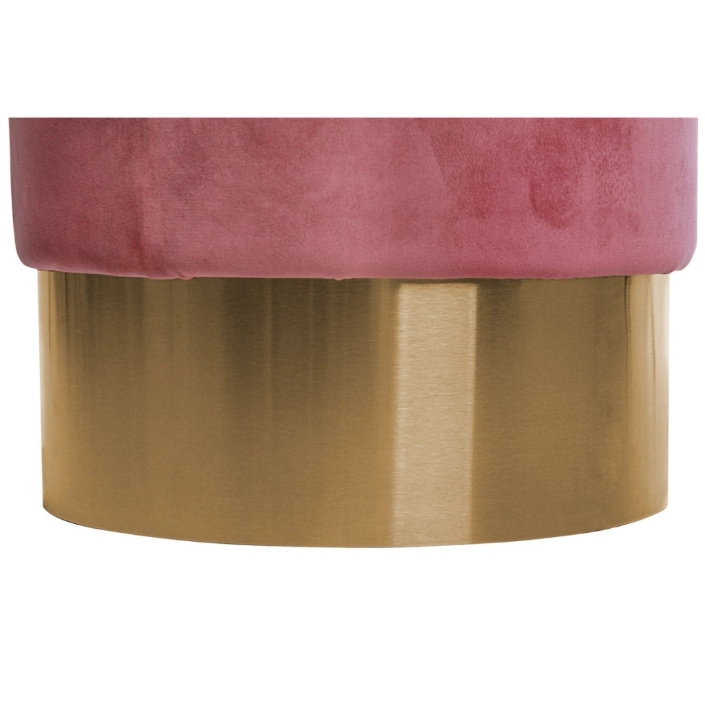 Pouf contenitore Nano in velluto rosa antico con base dorata