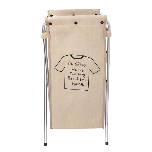 Cesto Portabiancheria in tessuto sacco beige pieghevole cm 29x33,5xh66