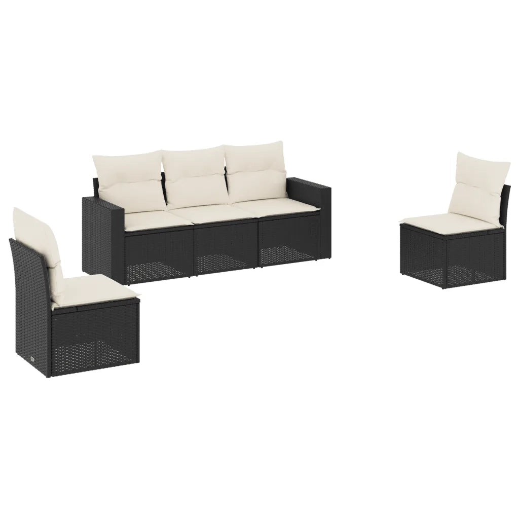 Salotto da Giardino-Set Divani da Giardino 5 pz con Cuscini in Polyrattan Nero 813401