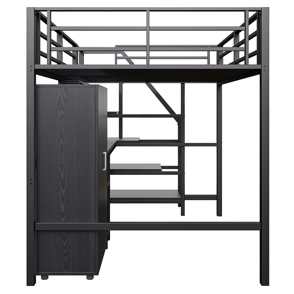 Letto mezzanino 140x200cm - Xylo - nero, armadio, organizzazione pratica