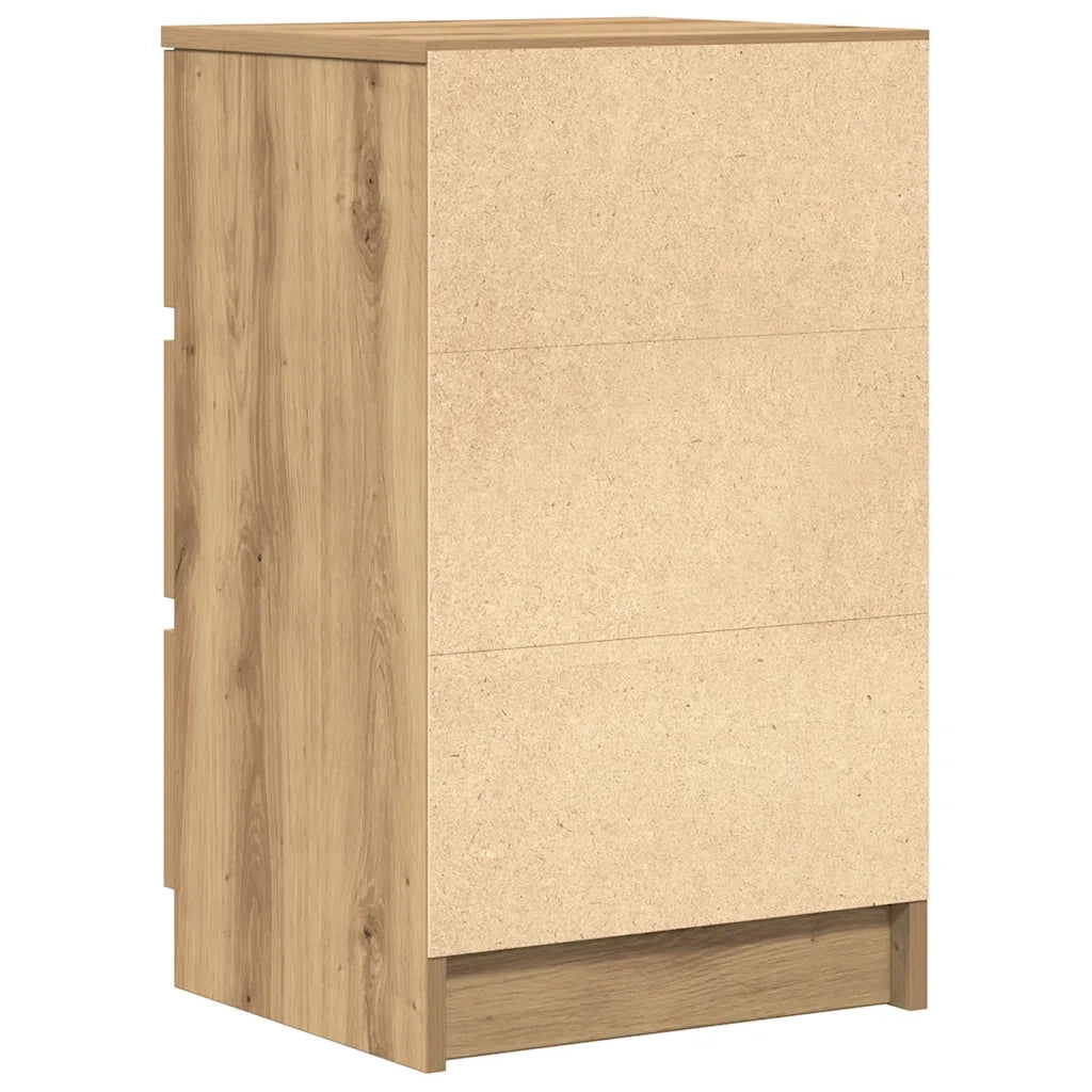Comodino | Armadio da Notte | Mobiletto da notte con 3 Cassetti Rovere Artigianale 39x35x65 cm