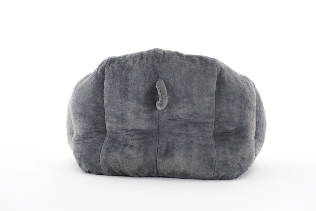 Pouf per adulti in peluche con schienale avvolgente e imbottitura in schiuma per salotto poliestere grigio