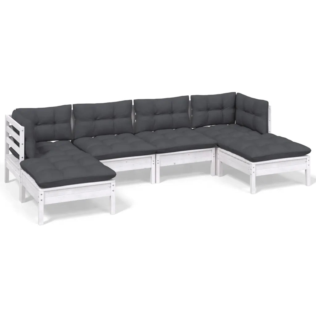 Set Divani da Giardino 6 pz con Cuscini Bianchi Legno di Pino cod mxl 44785