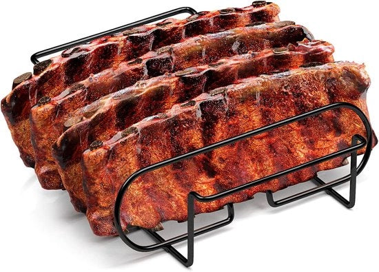 Grillhouder per carne con ventilazione verticale - 4 fessure - colore nero