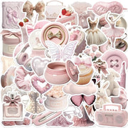 50 Sticker Set Rosa Pastello - Sticker Kawaii Estetici per Ombrellino, Laptop, Skateboard, Chitarra, Album Scrap, Giornale - Sticker Anime per Ragazze e Donne.