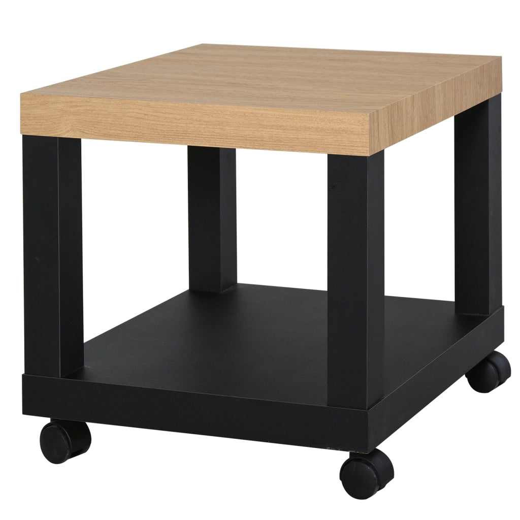 Tavolino con ruote ¨C zephmum ¨C 40x40x40 cm, naturale e nero