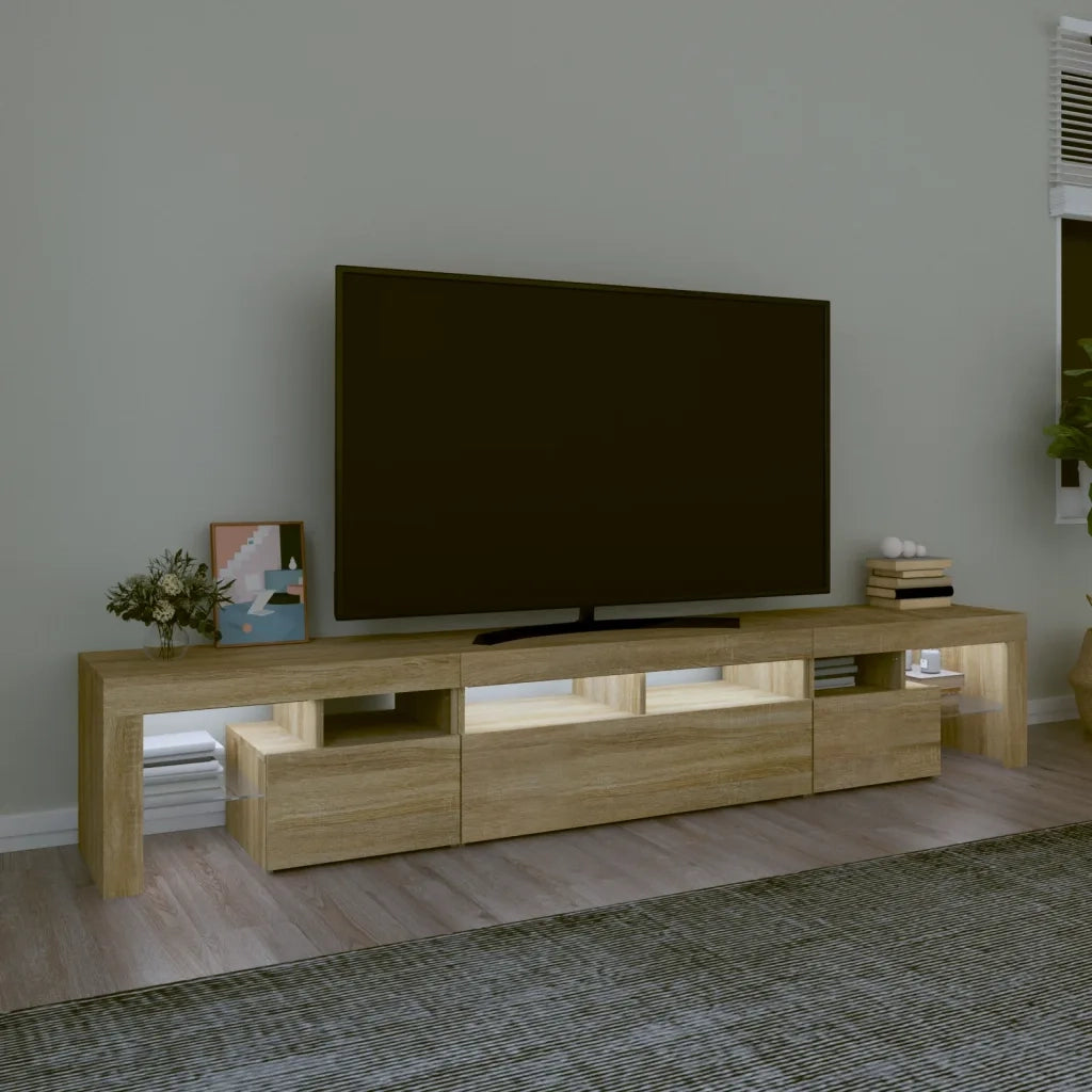 Mobile Porta TV con Luci LED Rovere Sonoma 230x36,5x40 cm 3152788