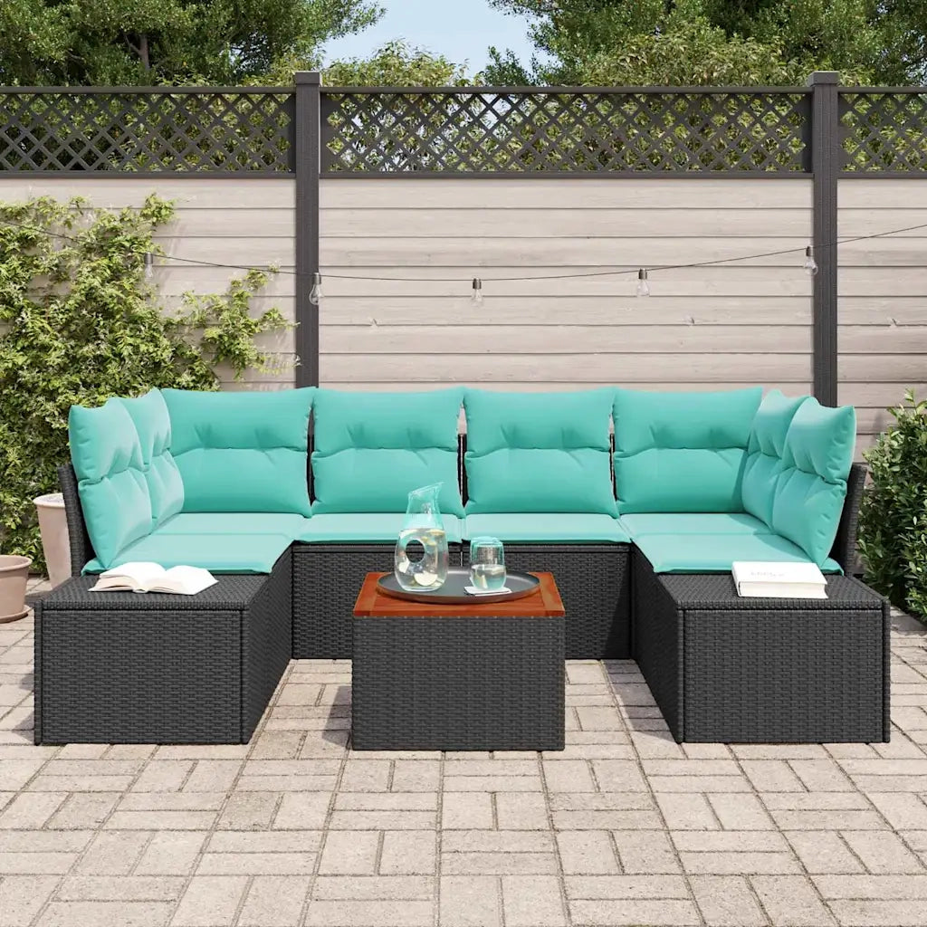 Set Divano da Giardino 7 pz Nero polyrattan 3347914