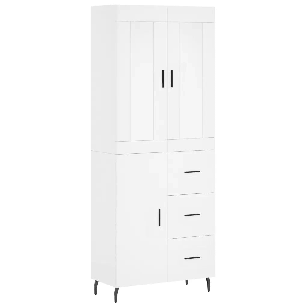 Credenza Bianca 69,5x34x180 cm in Legno Multistrato