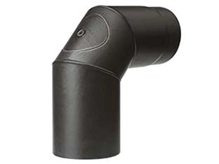 GOMITO 90Â° PORC. C/ISPEZIONE STUFE A LEGNA NERO OPACO ALA SMALTO TOP- - EE ¸ mm.150 - 1 pezzi ALA