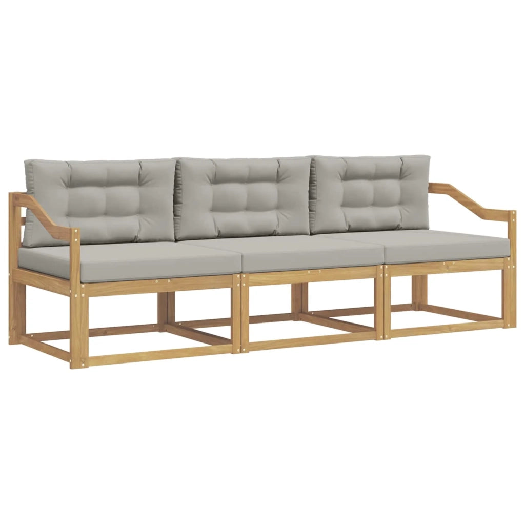 Set di divani da esterno 3 pcs Bianco e Grigio Chiaro