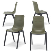 Set 4 sedie in tecnopolimero Dalia L colore Verde Oliva, 100% MADE IN ITALY, gambe Antracite, impilabile, design moderno ideale per sala da pranzo, cucina, soggiorno, ufficio, camera per bambini