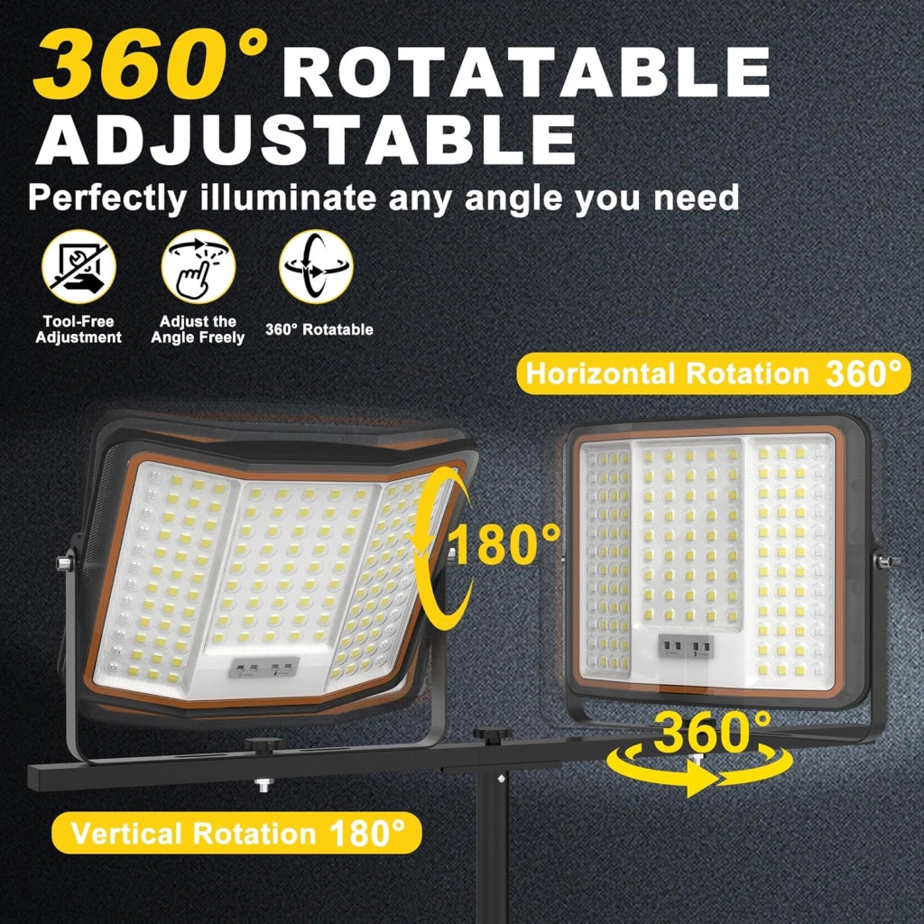 2 faretti a LED da 300 W, 24000 lm, super luminosi, da lavoro ricaricabili, con cavo di ricarica USB‑C da 2 m, per garage, officina o cantiere