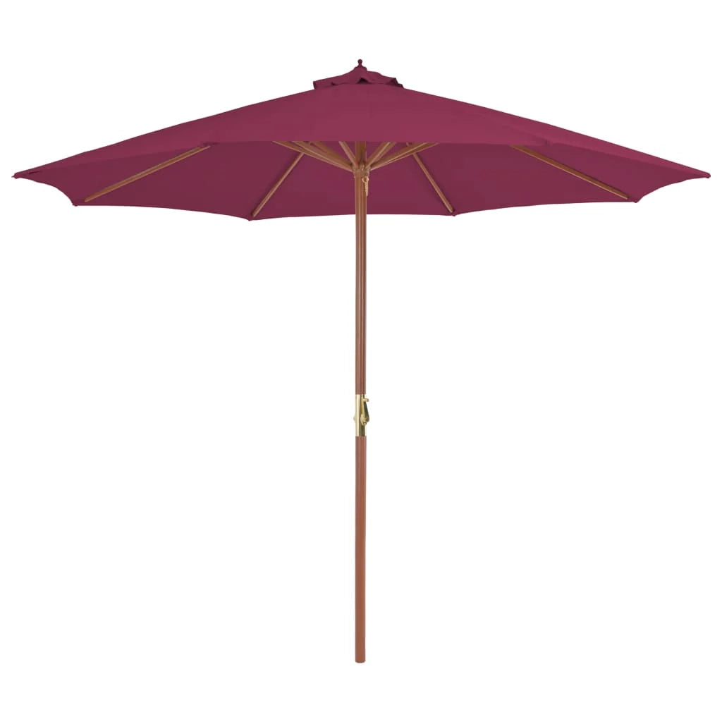 Ombrellone con palo in legno 300 cm rosso bordeaux 02_0008116