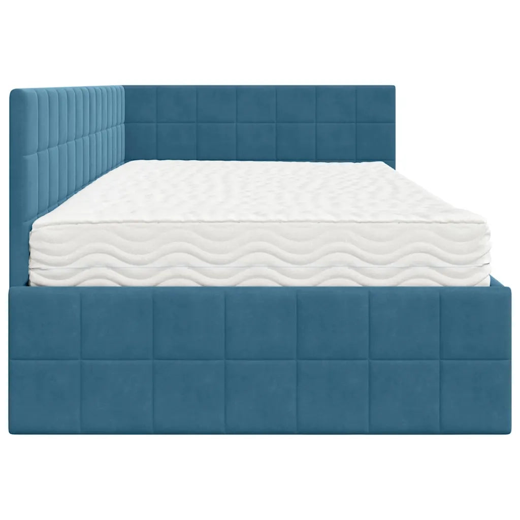 Struttura Letto Angolare con Materasso 2 pcs Blu Velluto 3393947